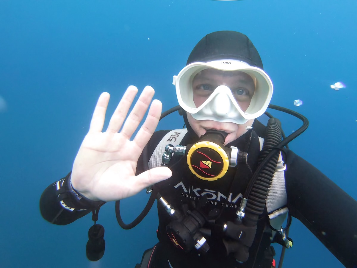 Matt underwater in scuba gear