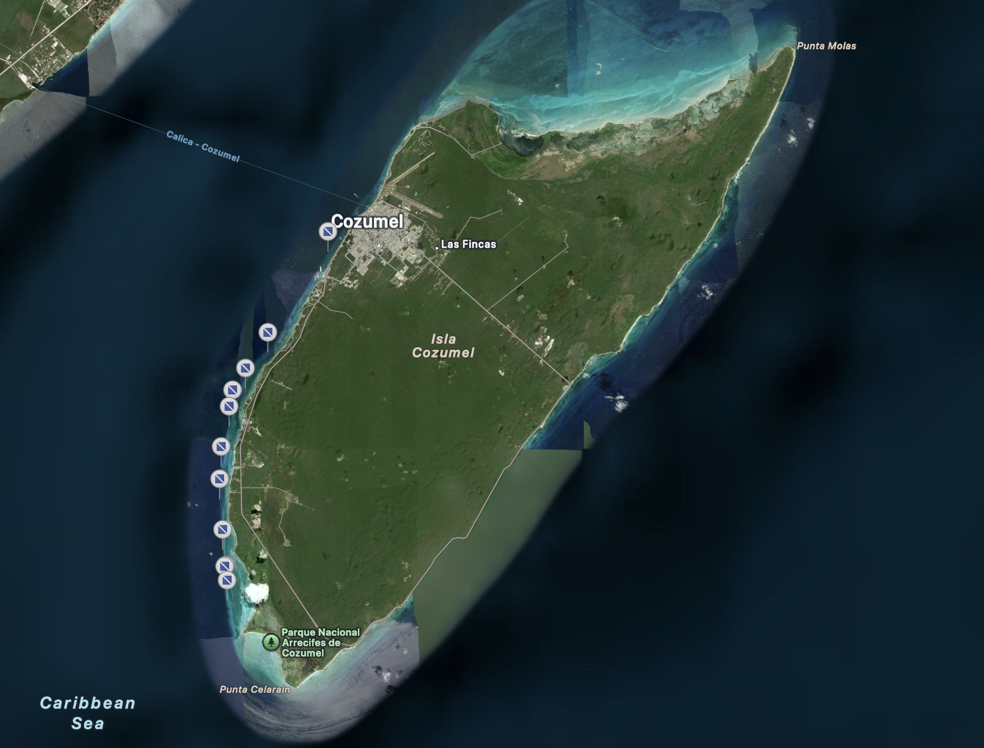 map of dive sites